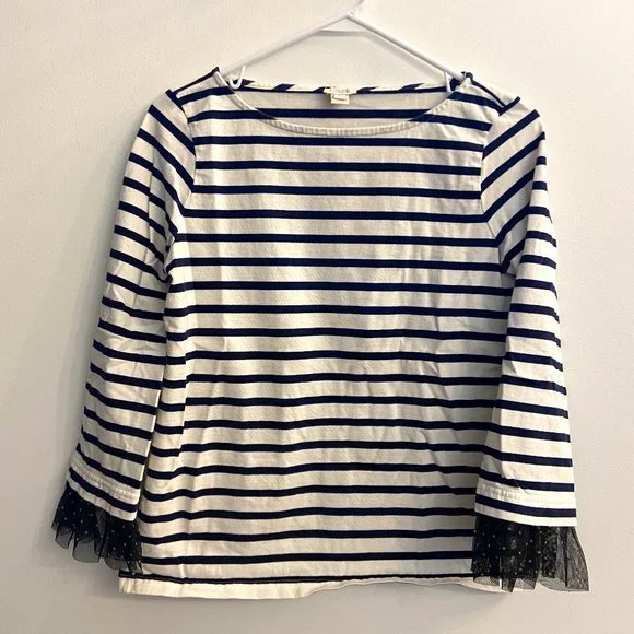 JCrew S Striped Shirt with Ruffle Sleeve - Picture 3 of 9